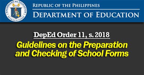 guidelines on the preparation and checking of school forms 2024|DO 11, s. 2018 – Guidelines on the Preparation and Checking of .